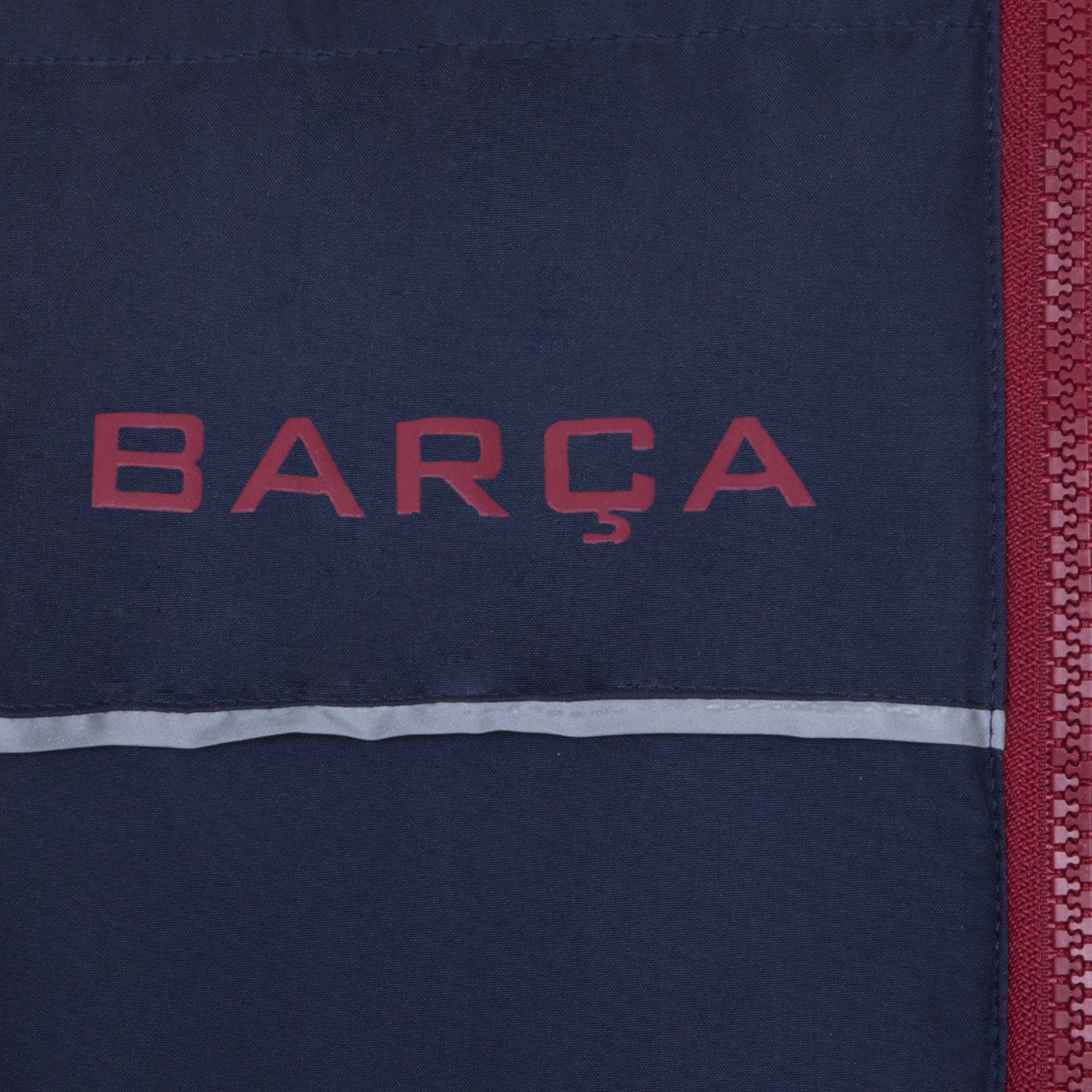 FC Barcelona kids quilted jacket in navy with club crest to chest.