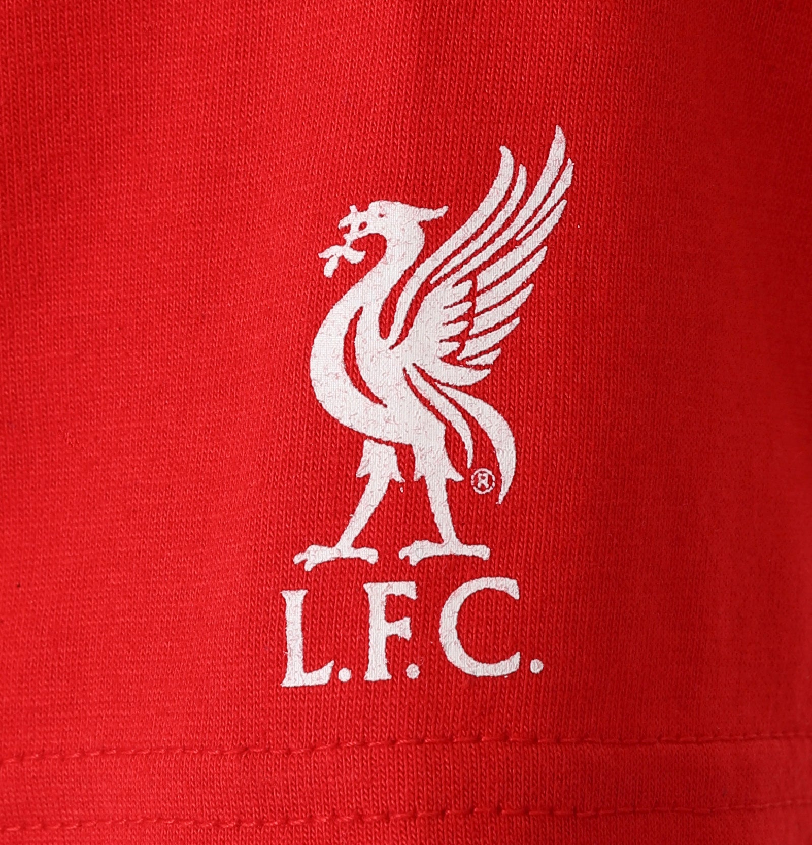 Liverpool adults T-Shirt in red with large crest print and text to front.