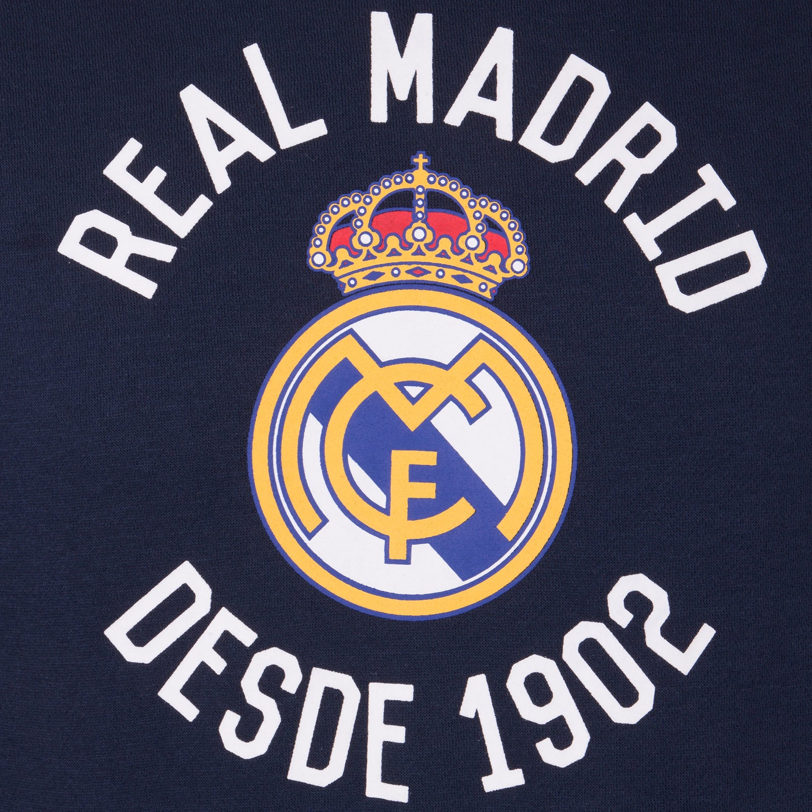 Real Madrid kids zip hoodie in navy with club crest on the left chest.