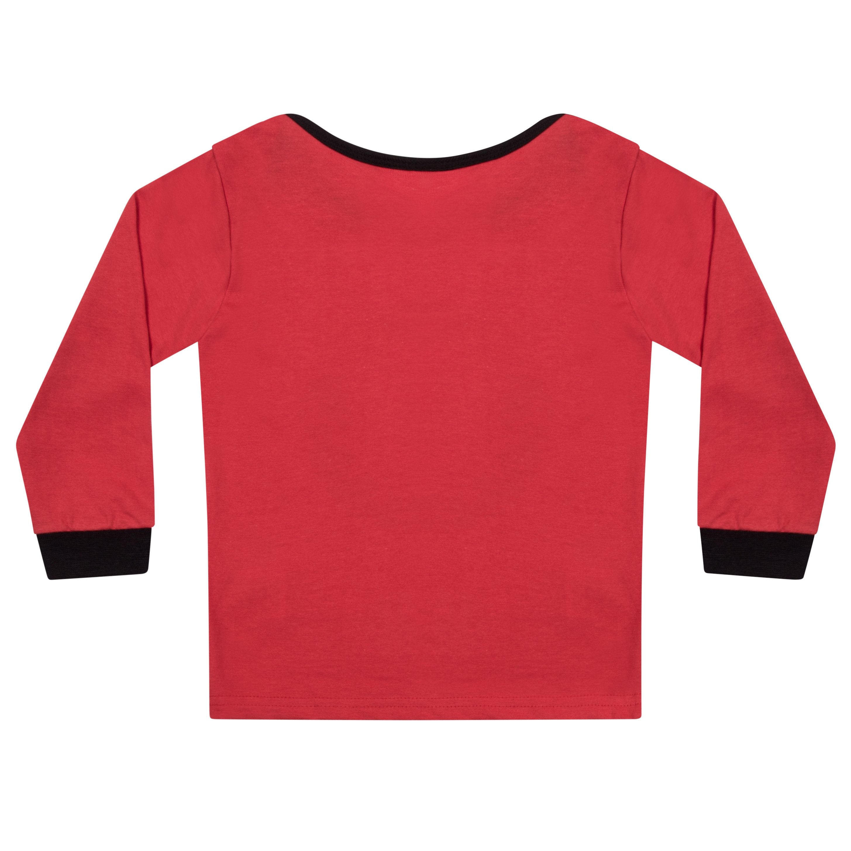 Liverpool baby pyjamas. Long sleeve top in red with crest & text print. Red bottoms with all over club crest