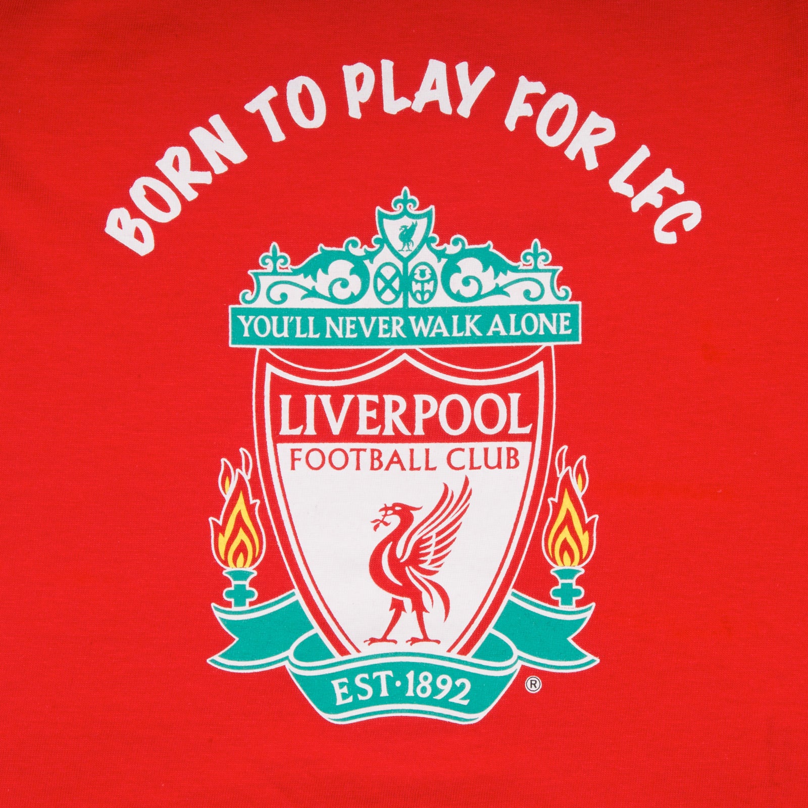 Liverpool baby pyjamas. Long sleeve top in red with crest & text print. Red bottoms with all over club crest