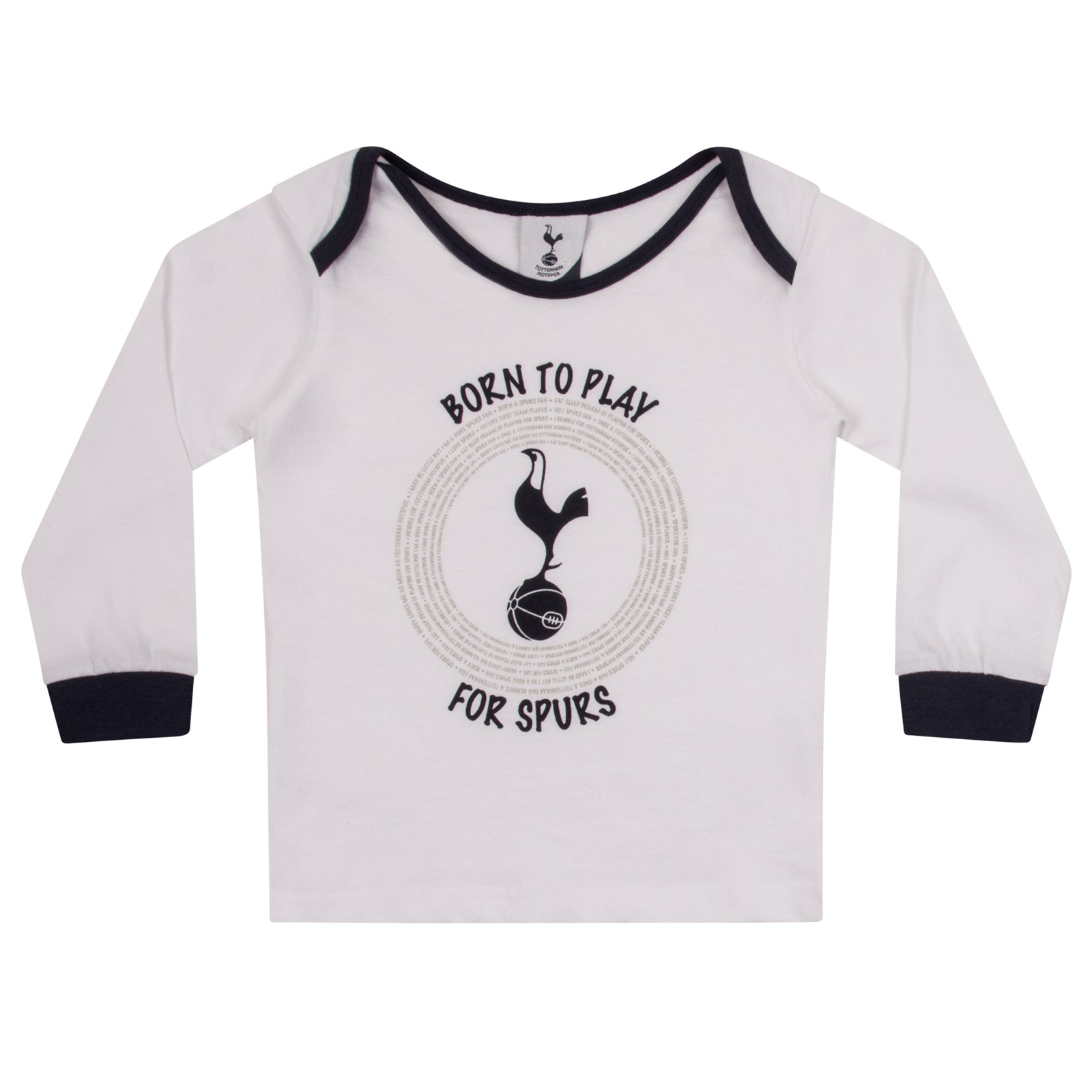 Spurs baby pyjamas with white top and navy bottoms