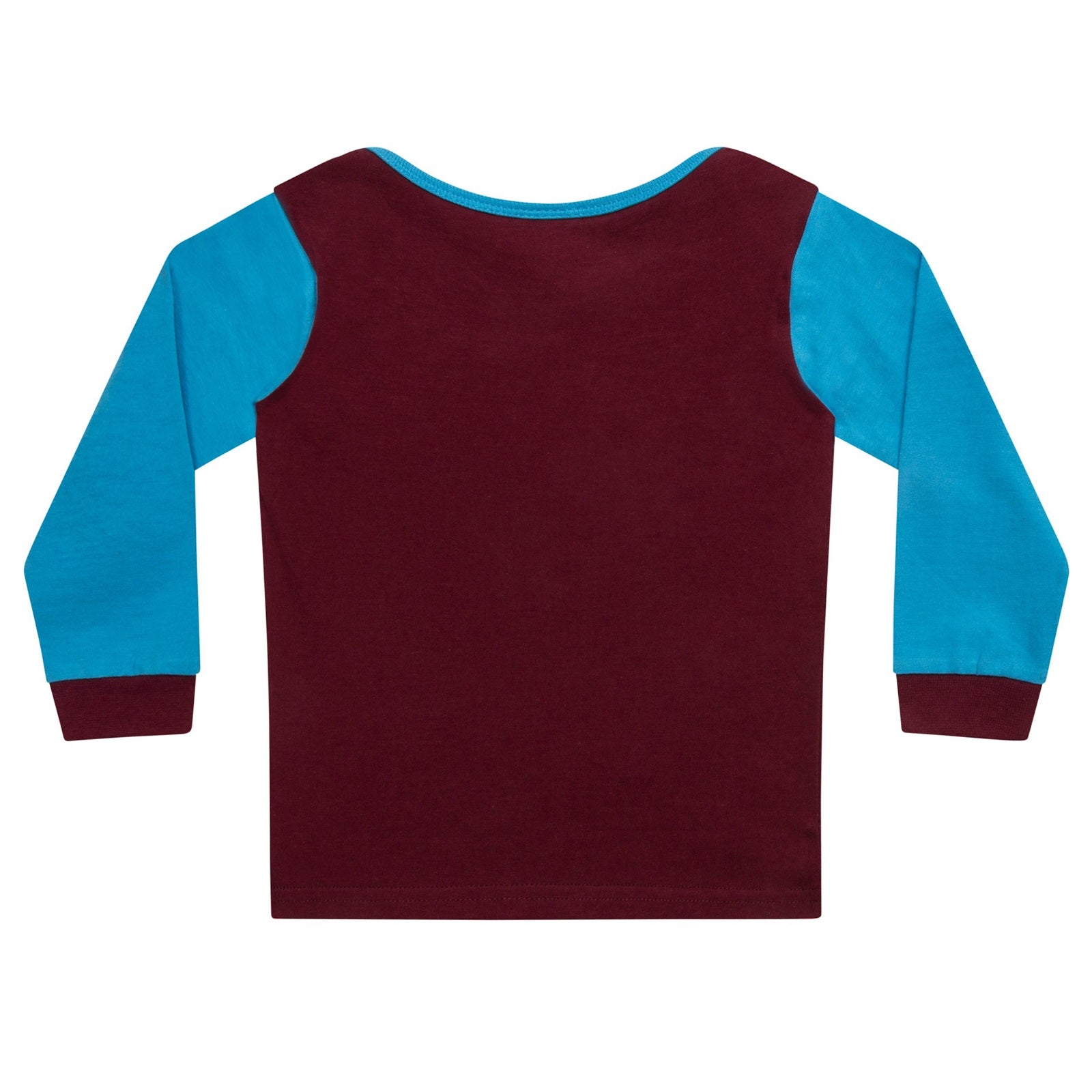 West Ham baby pyjamas with claret & blue top and claret bottoms.