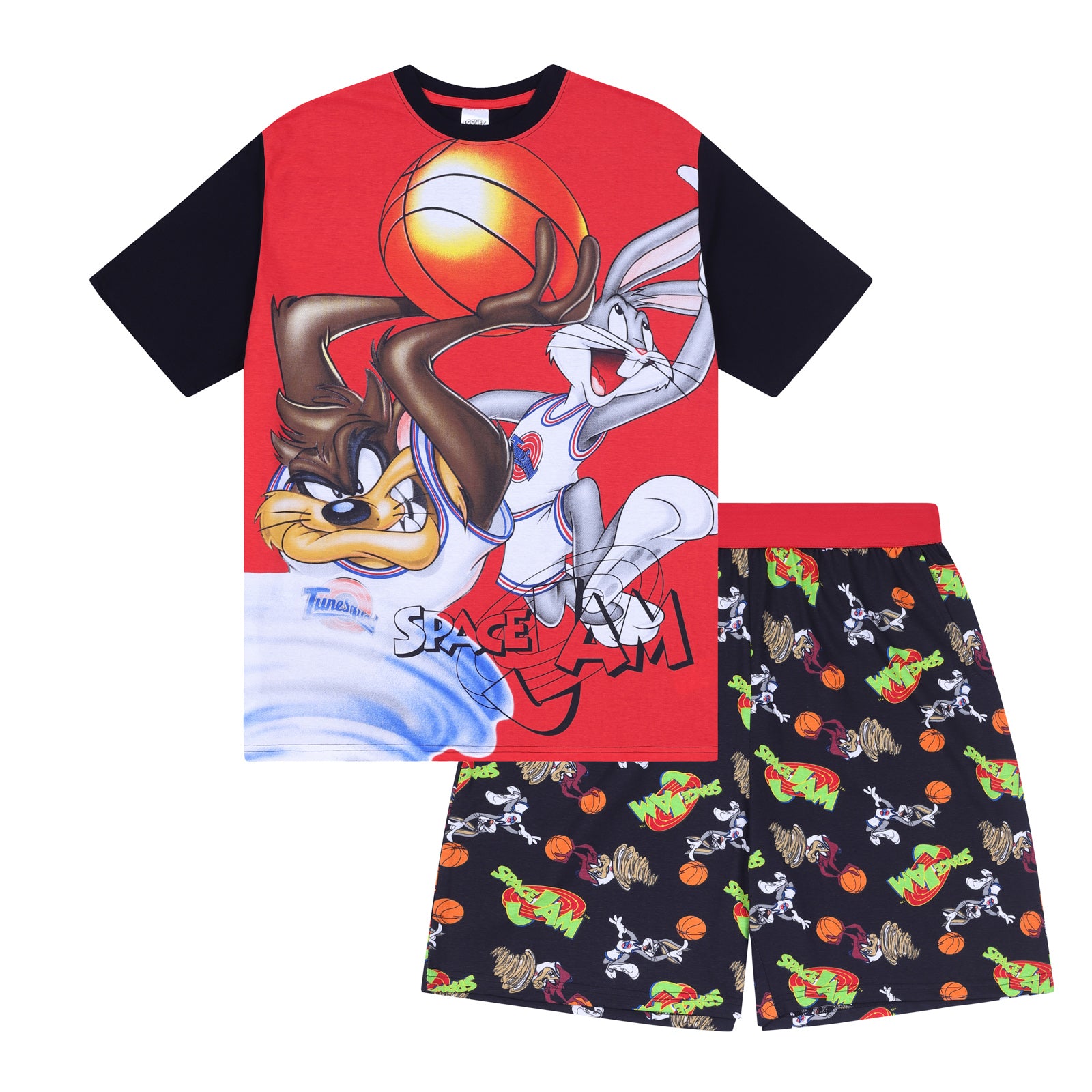 Looney Tunes adults pyjamas in blue with large character print to front.