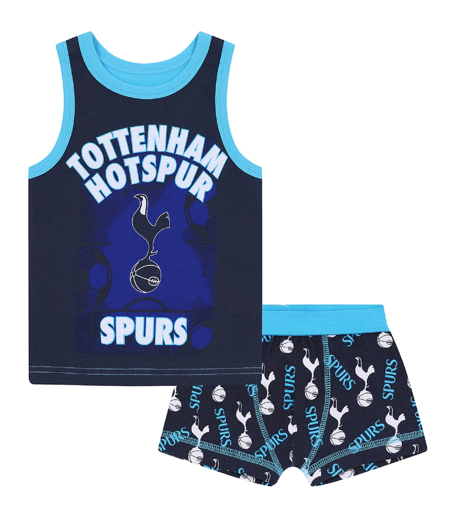 Tottenham boxer shorts & vest set for boys in blue & white