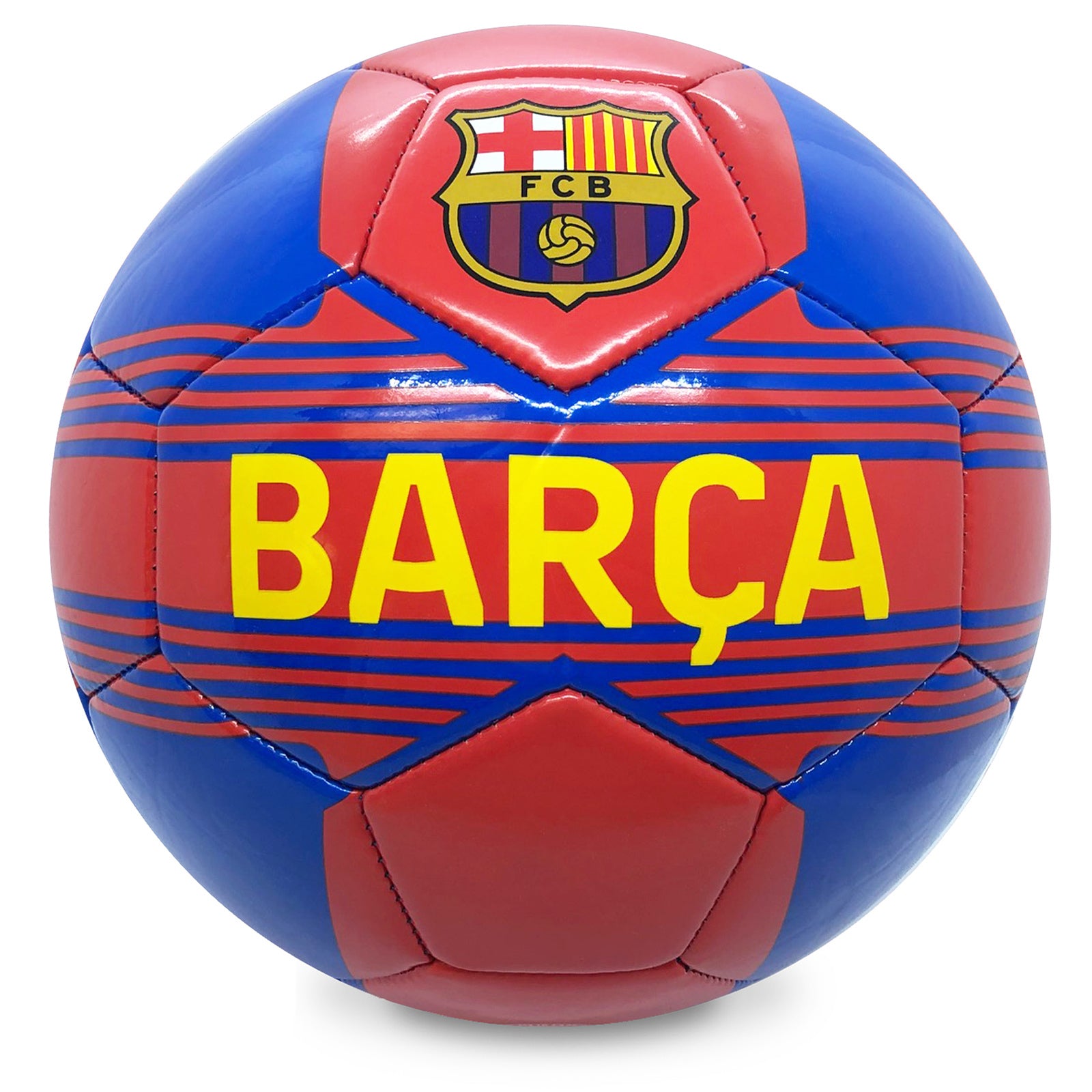 FC Barcelona size 4 blue ball with club crest & text. FCB crest & text print to each glove.