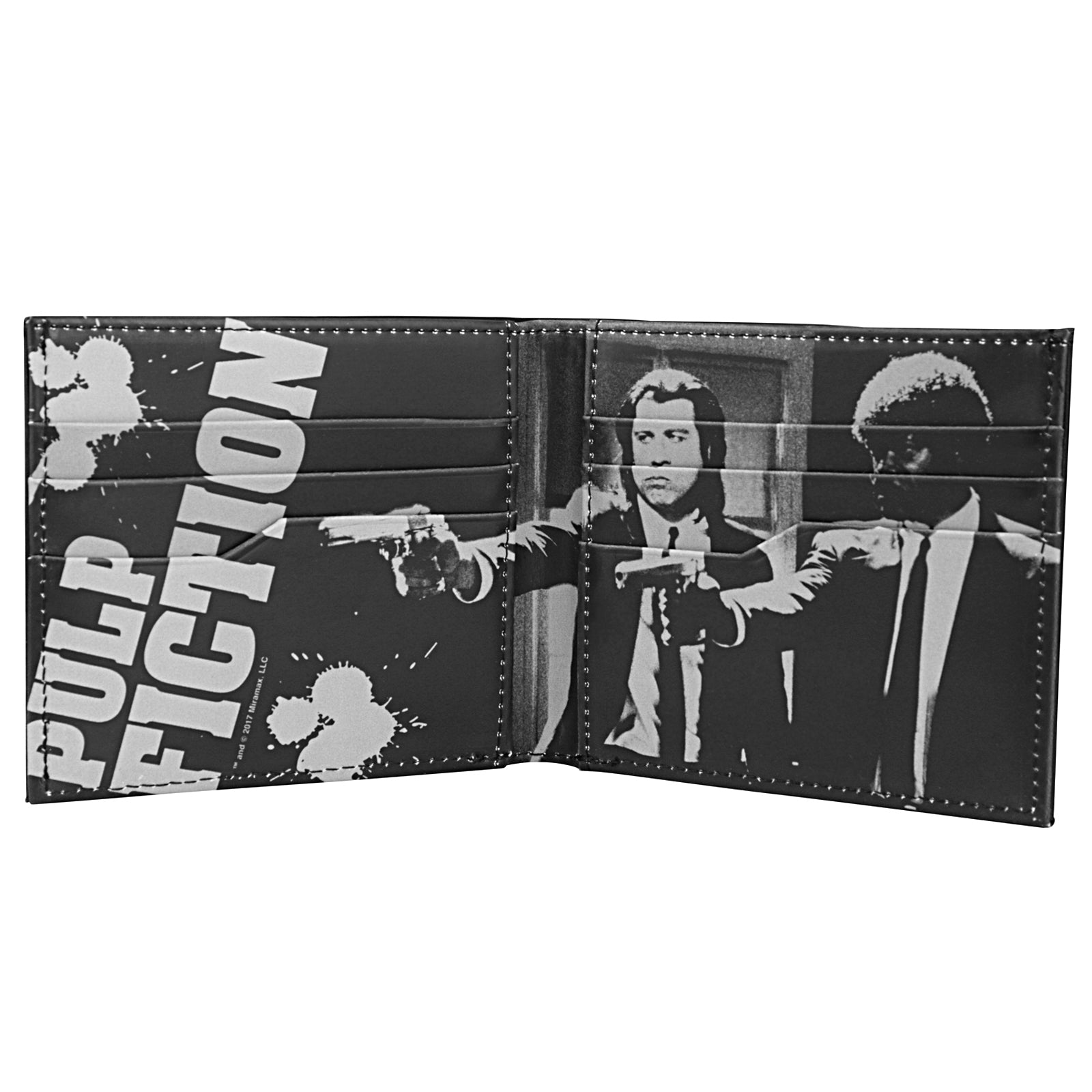 Pulp Fiction black leather money wallet in a tin. Text to front and image print & text inside.