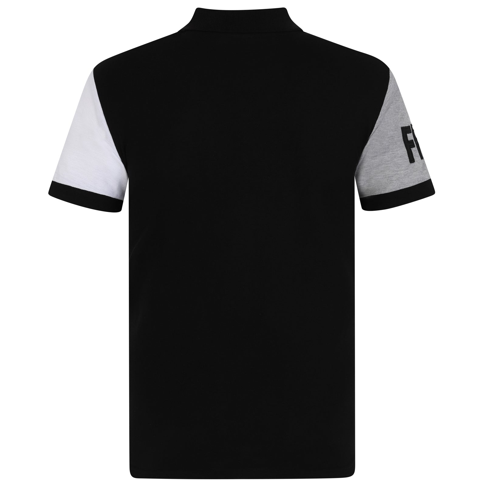 Fulham adults polo shirt in black with club badge to the chest and FFC text to sleeve