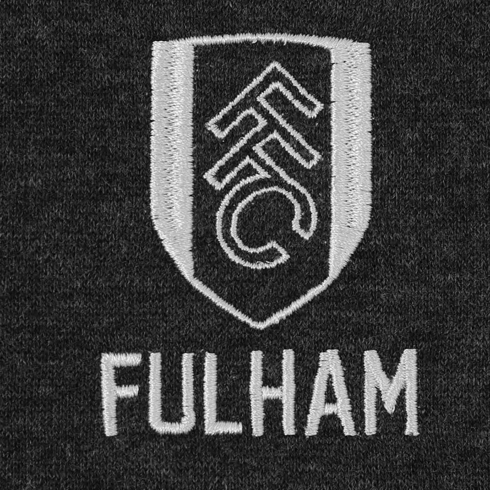 Fulham kids retro varsity jacket, fleece in charcoal grey with club crest to chest.