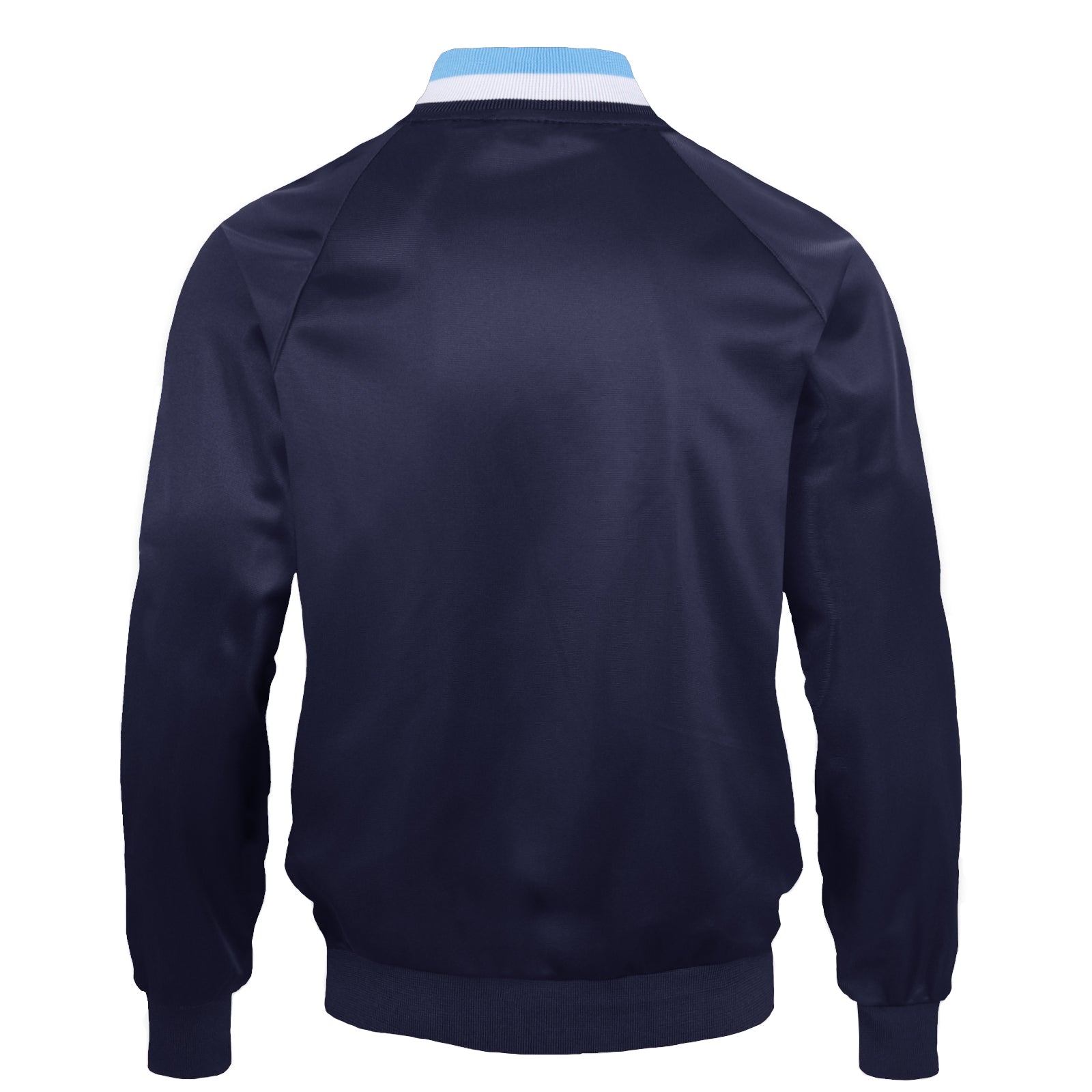 Man City adults retro track jacket in navy blue with club crest to chest.