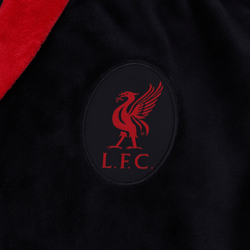 Liverpool adults dressing gown in black with a crest