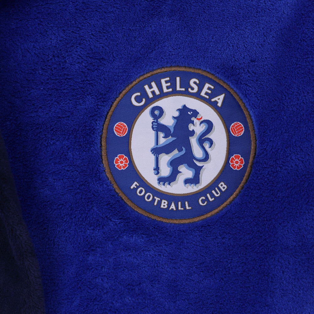 Chelsea adults dressing gown in royal blue with crest