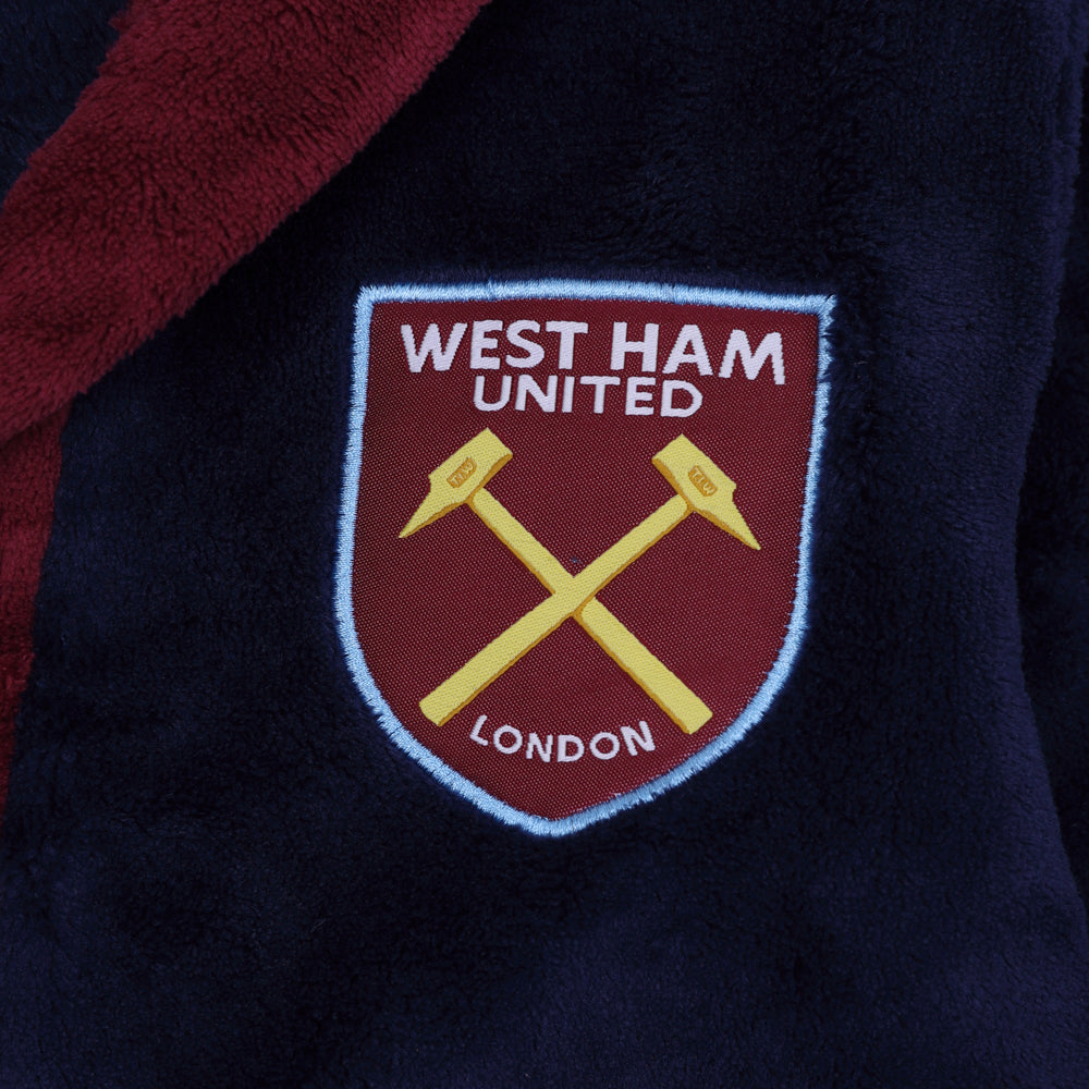 West Ham adults dressing gown in navy blue with club crest