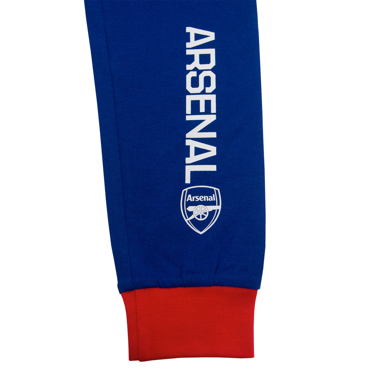 Arsenal kids long pyjamas in blue. Long sleeve top with graphic and crest. Long legged bottoms with club crest.