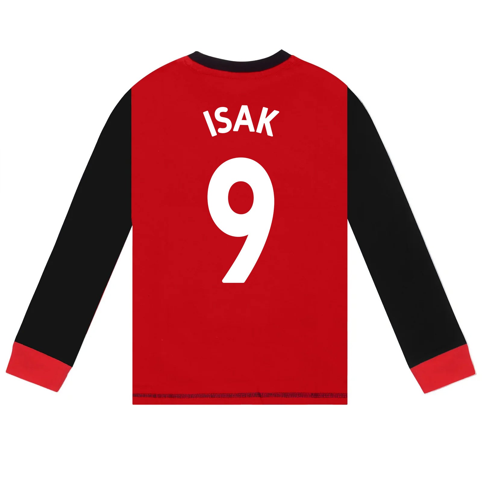 Liverpool kids long pyjamas in red & black. Long sleeve top with club crest. Long legged bottoms with crest.