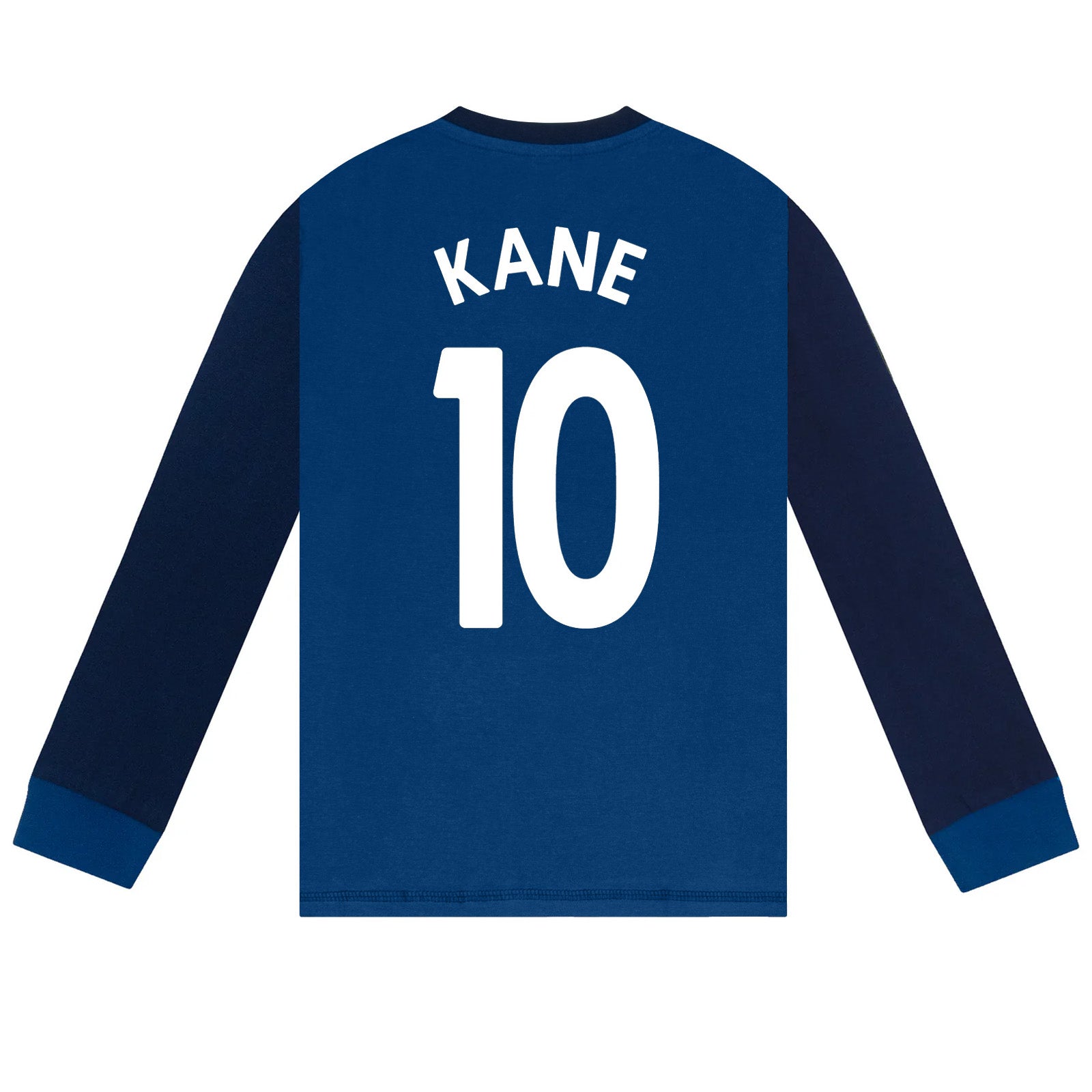 Spurs kids long pyjamas in navy blue with long sleeve top with graphic crest with long legged bottoms