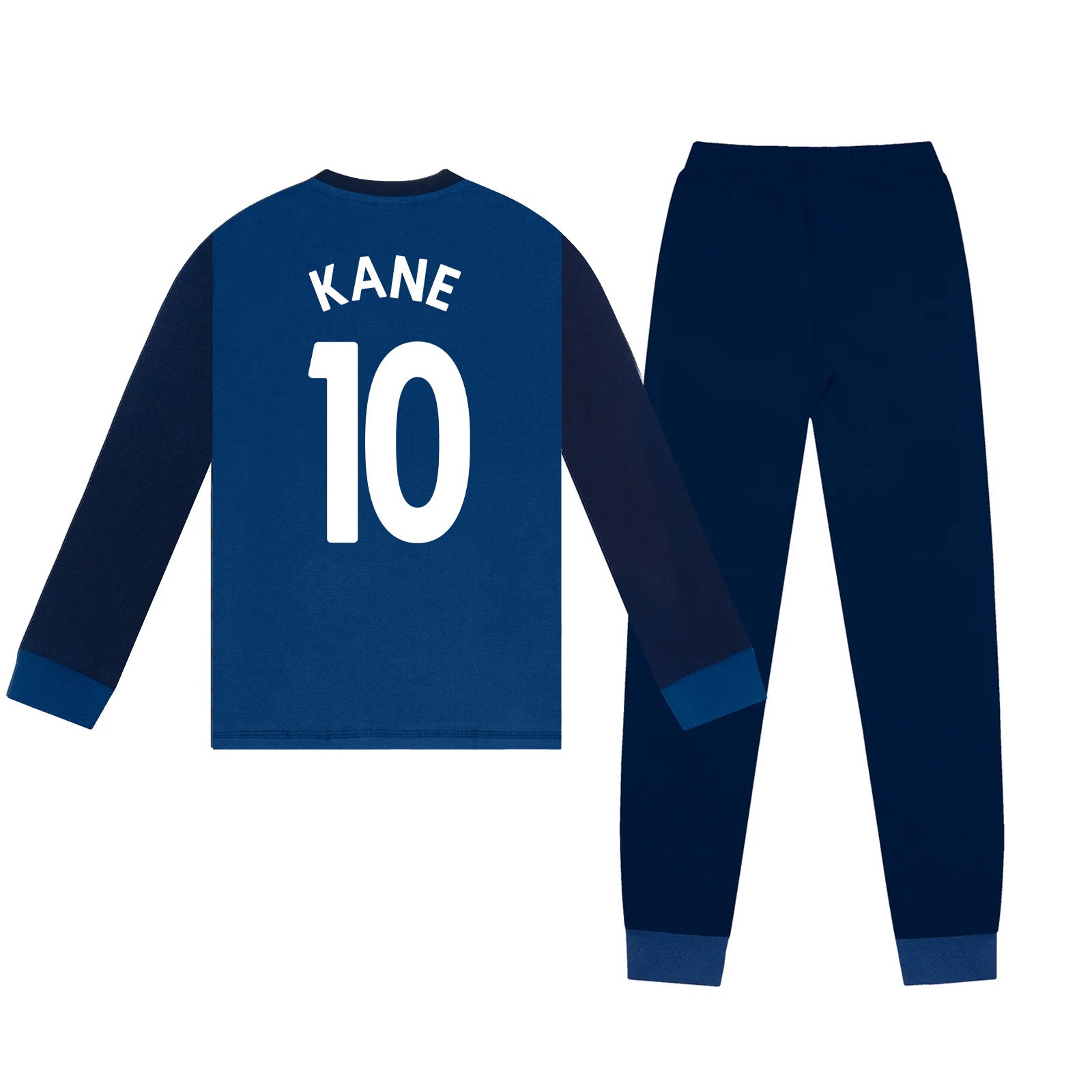 Spurs kids long pyjamas in navy blue with long sleeve top with graphic crest with long legged bottoms