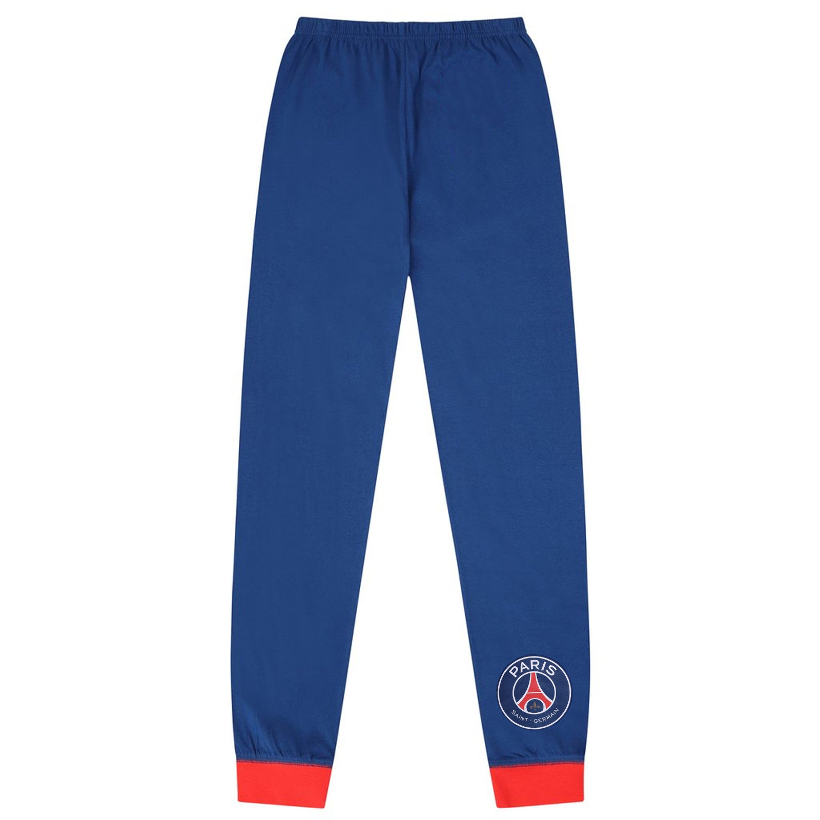 PSG kids long pyjamas in blue iwith long sleeve top with graphic crest with long legged bottoms