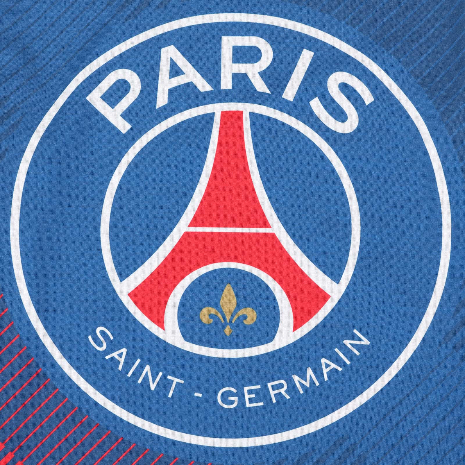 PSG kids long pyjamas in blue iwith long sleeve top with graphic crest with long legged bottoms