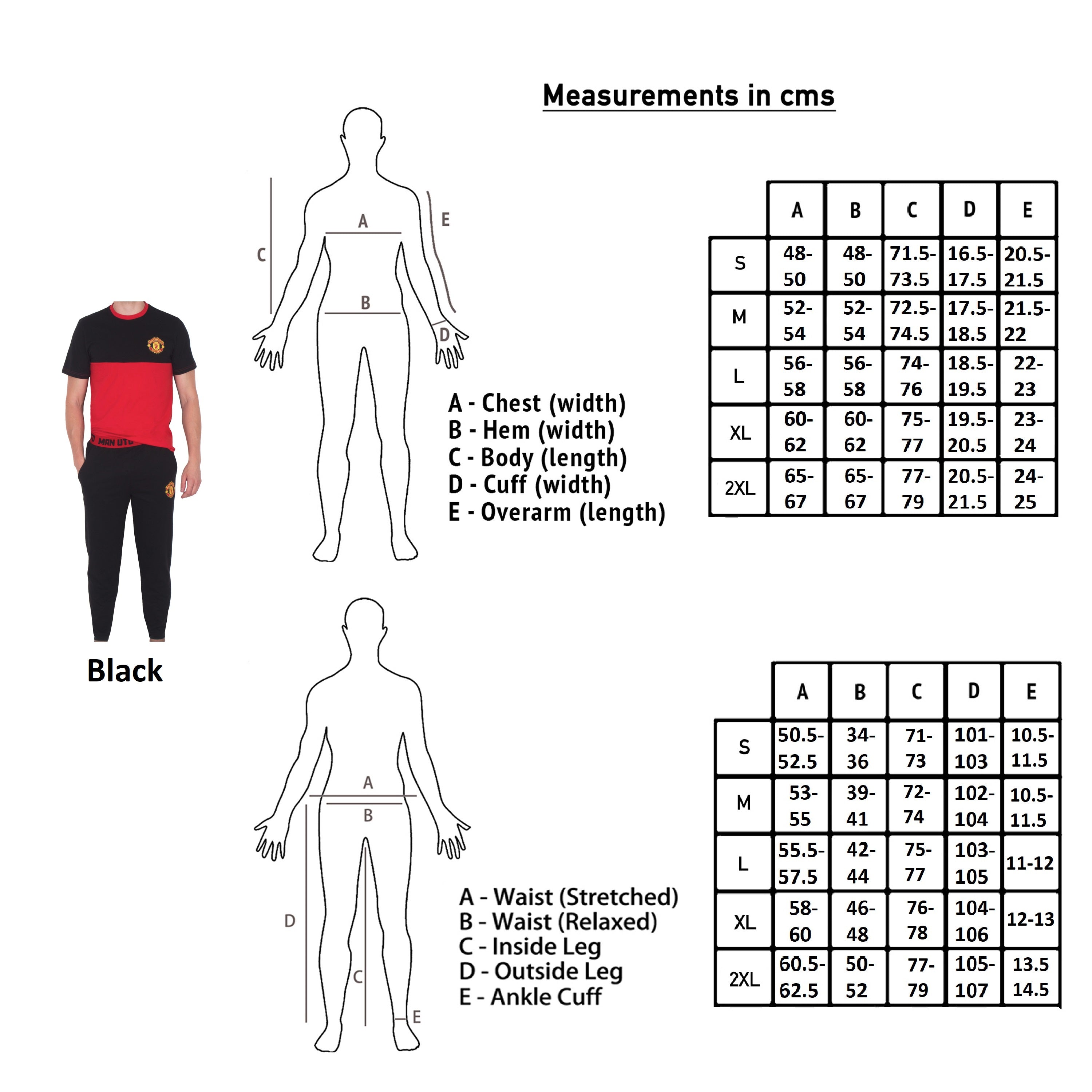Manchester United long pyjamas for adults in black