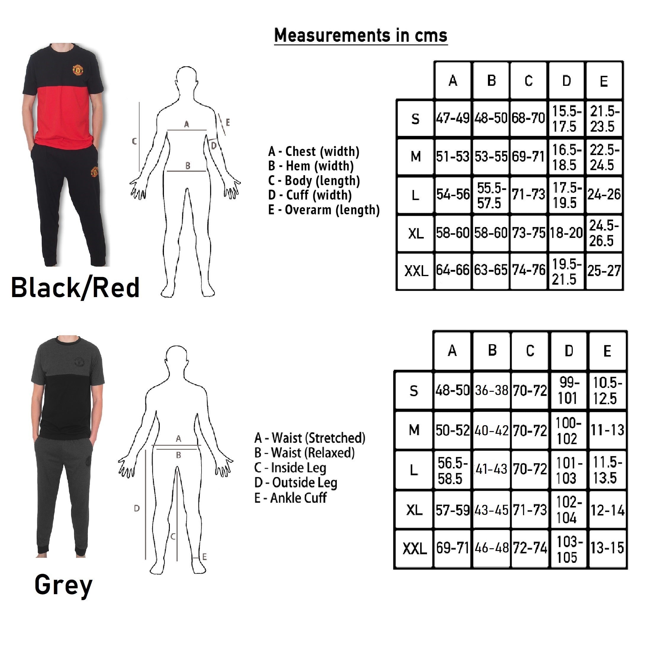 Manchester United long pyjamas for adults in grey