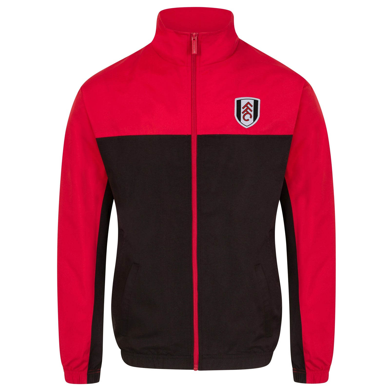 Fulham adults tracksuit in black with club crest to chest and left thigh