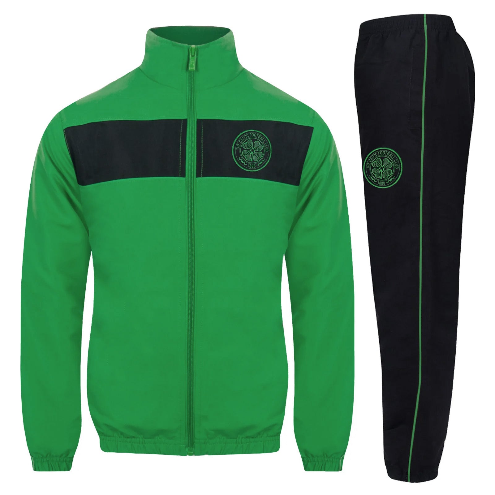 Celtic kids tracksuit in black with club crest to chest and left thigh