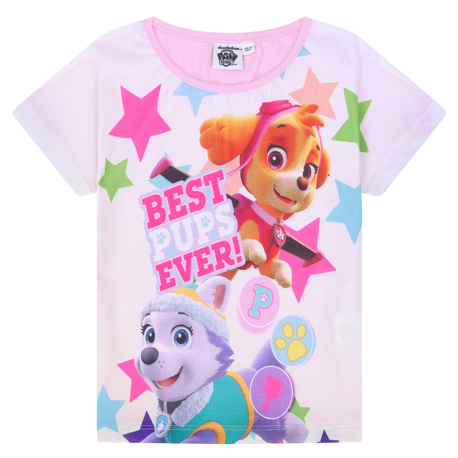 PAW Patrol kids pyjamas in blue. Short sleeve top with large character graphic to front and long bottoms.