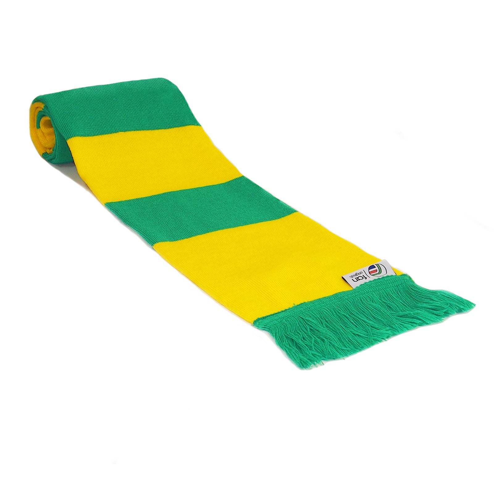 Norwich City retro bobble hat & bar scarf set in yellow and green