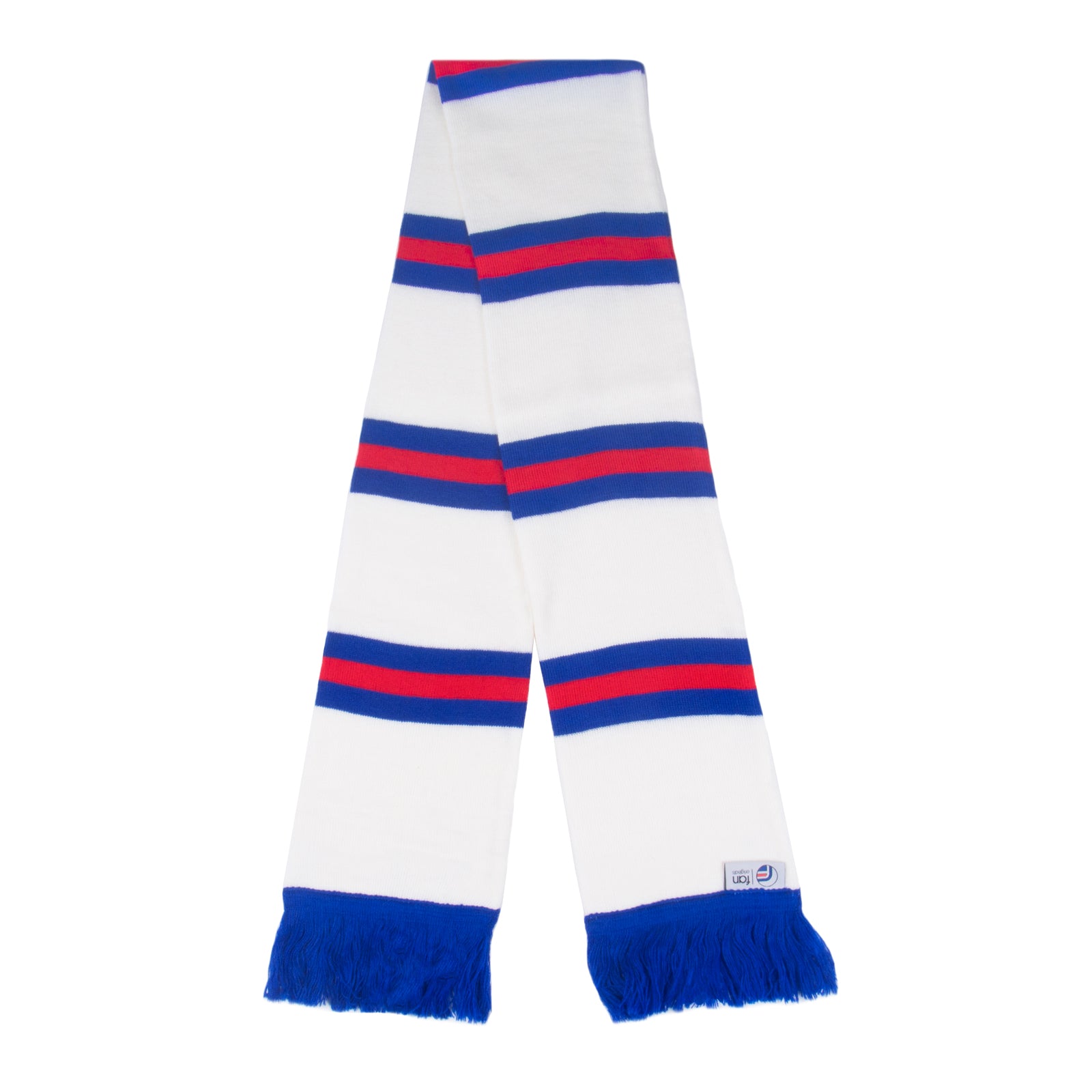 Rangers retro football bar scarf in white, blue and red