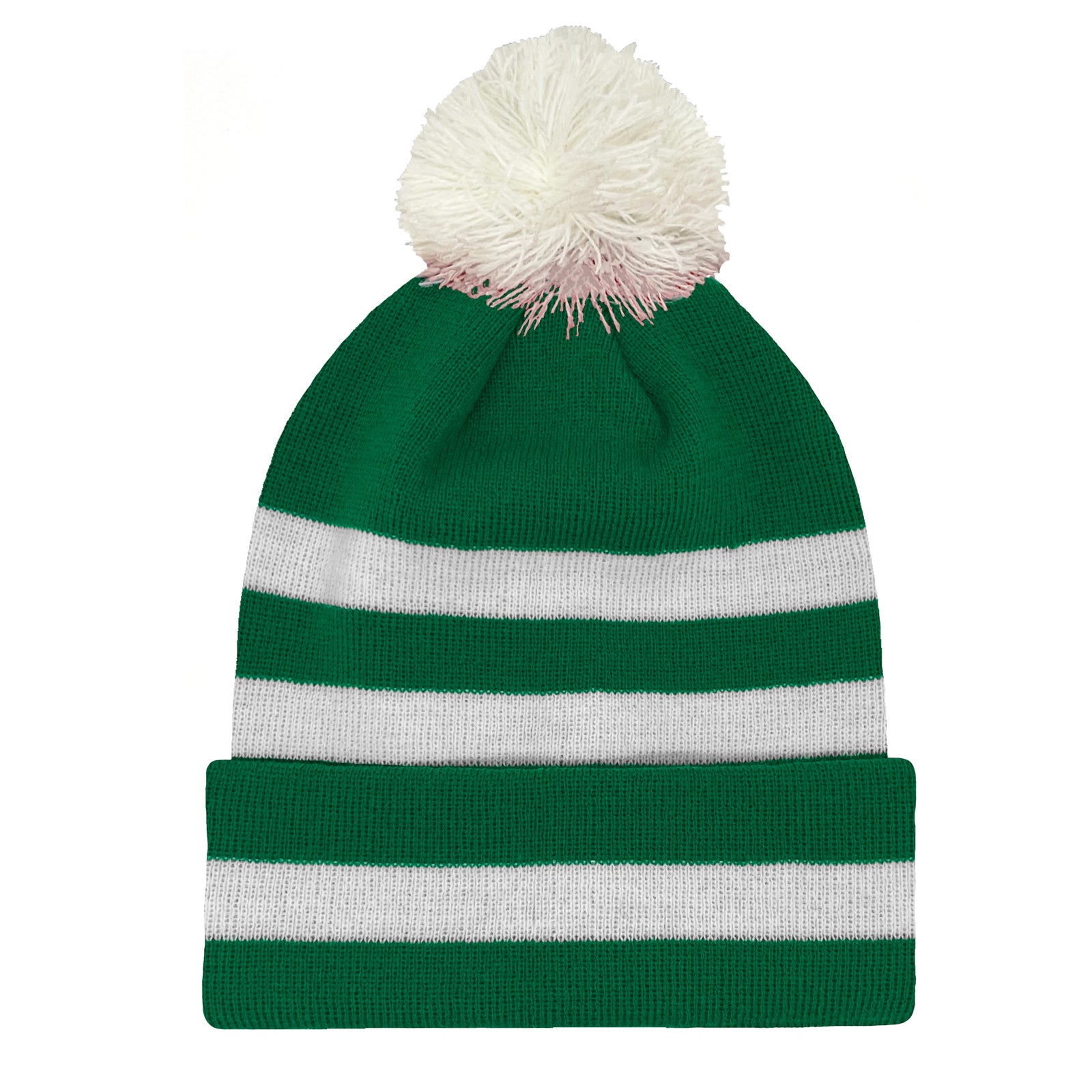 Celtic retro knitted bobble hat in green club colours