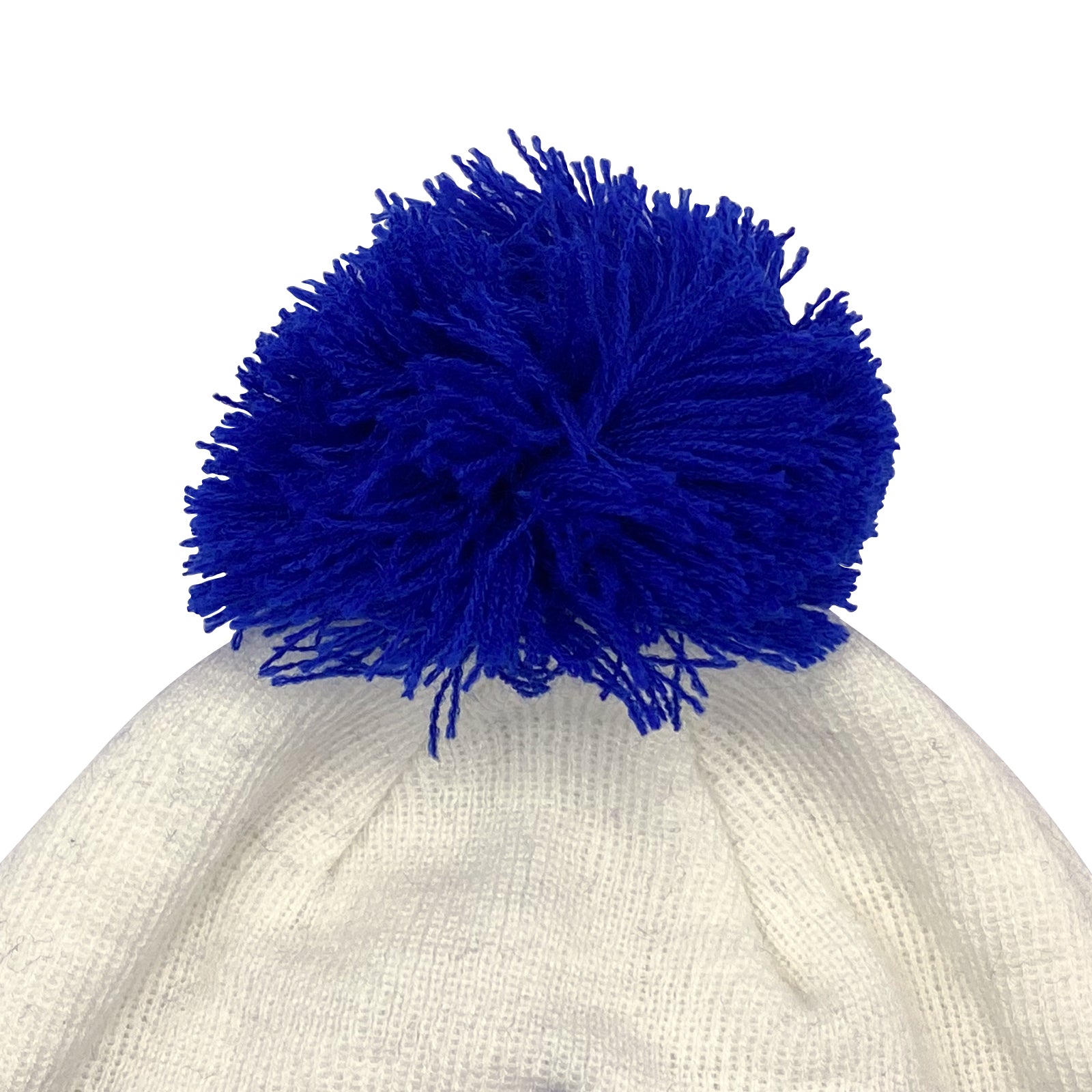 Leeds United retro knitted bobble hat in white, blue & yellow