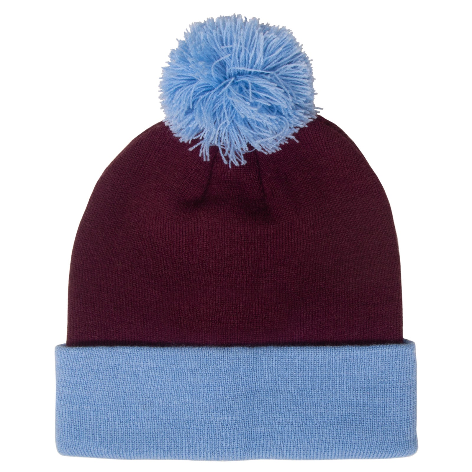 West Ham retro knitted bobble hat in claret & blue.