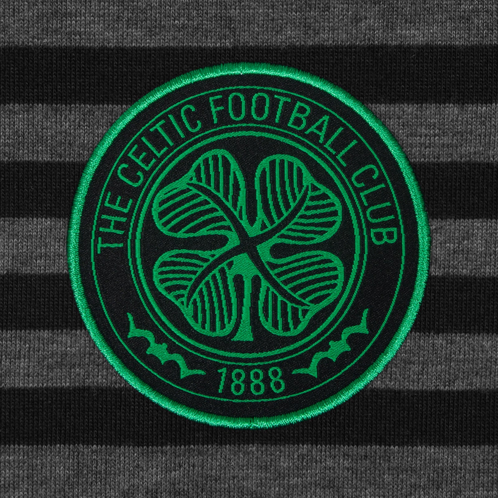 Celtic adults striped polo shirt for adults in black & grey with club crest to chest.