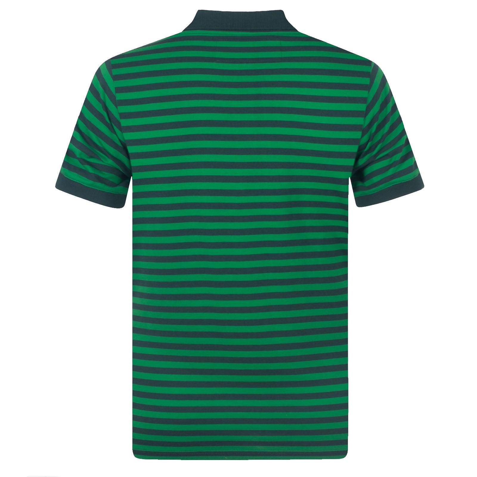 Celtic adults striped polo shirt for adults in green & black with club crest to chest.