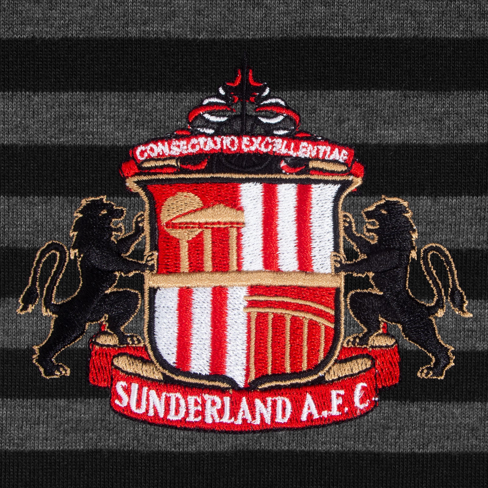 Sunderland AFC adults striped polo shirt in red with club crest to chest