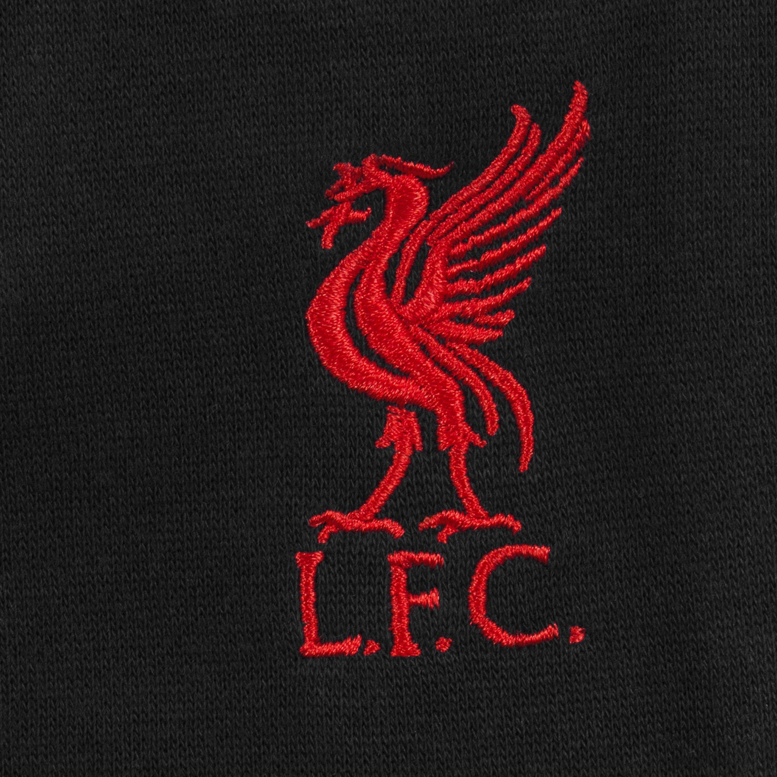Liverpool adults fleece shorts in black with crest to left leg and pockets to front & back.