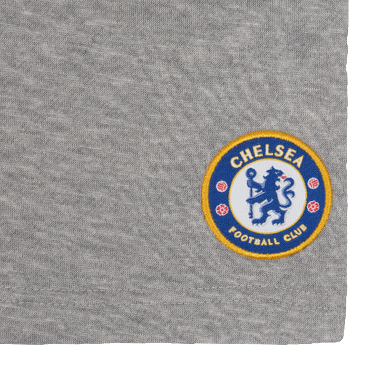 Chelsea adults fleece shorts in grey with crest to left leg and pockets to front & back.