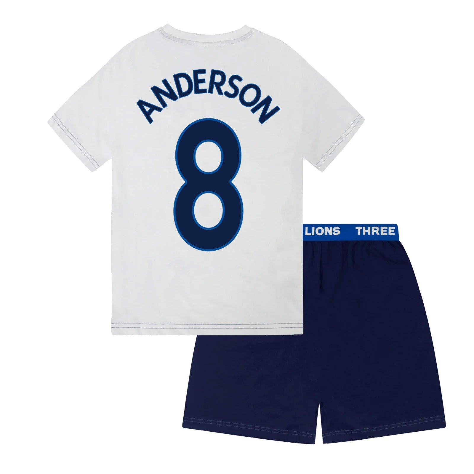 England kids pyjamas in white. Short sleeve top with graphic and shorts with 3 Lions logo to the left leg.