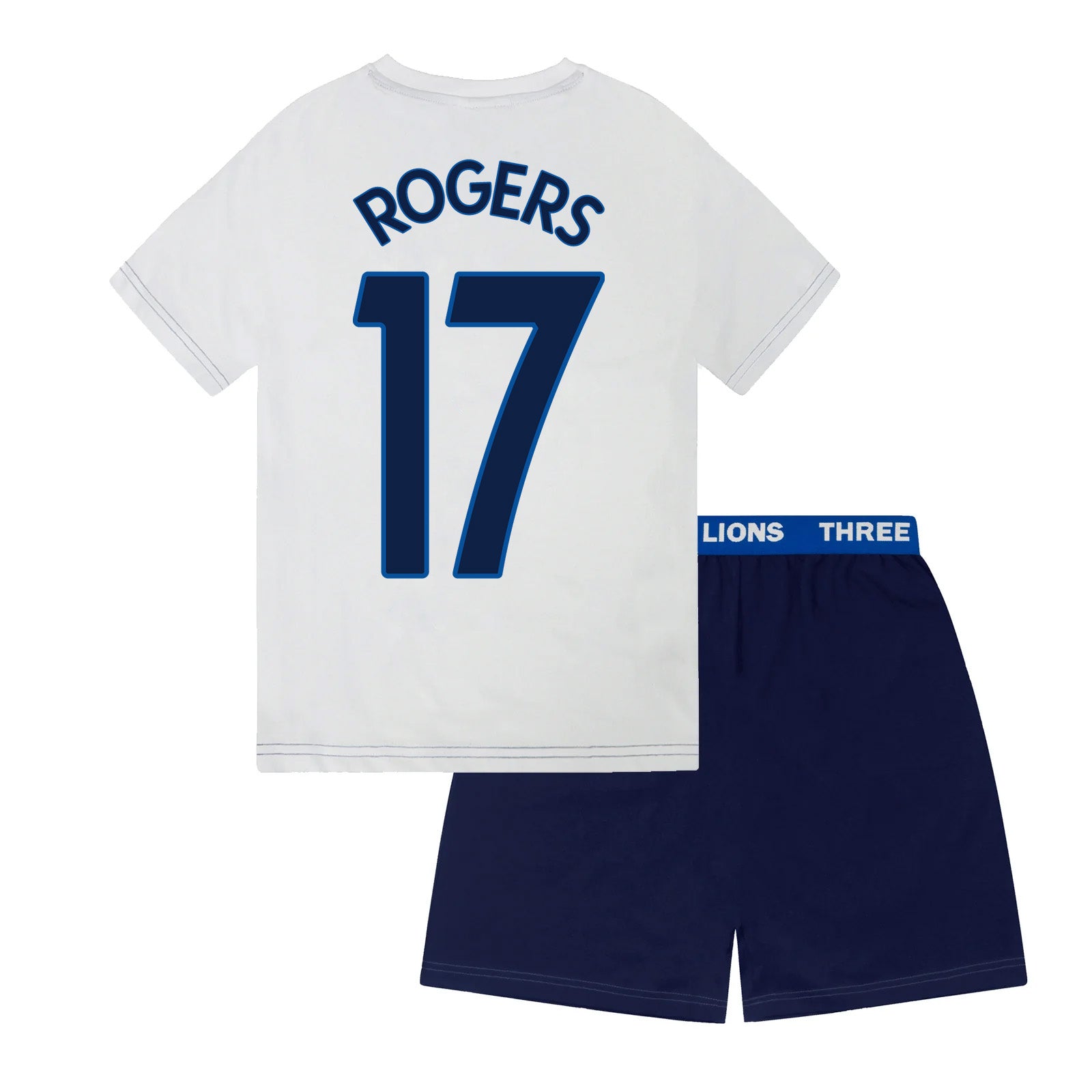 England kids pyjamas in white. Short sleeve top with graphic and shorts with 3 Lions logo to the left leg.