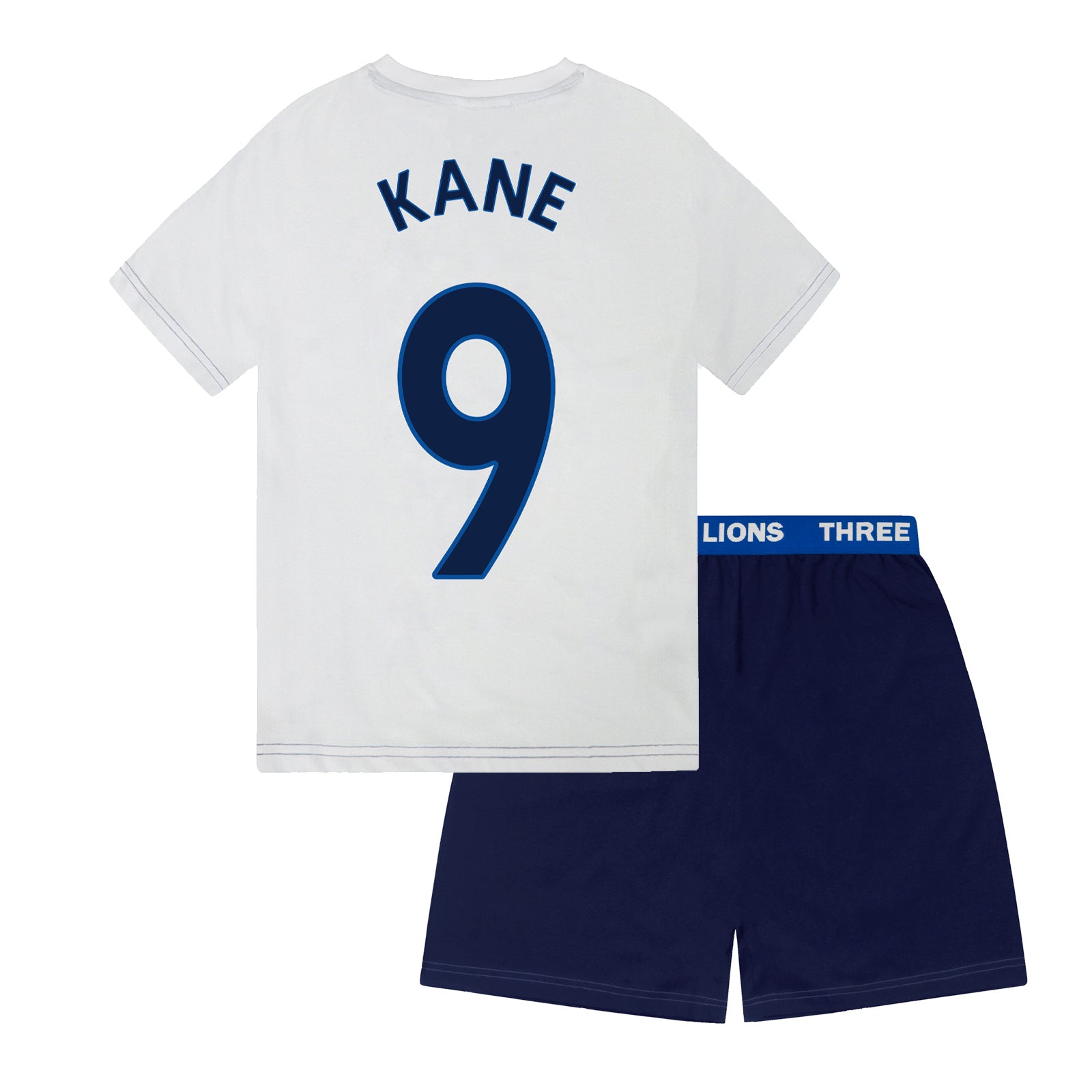 England kids pyjamas in white. Short sleeve top with graphic and shorts with 3 Lions logo to the left leg.