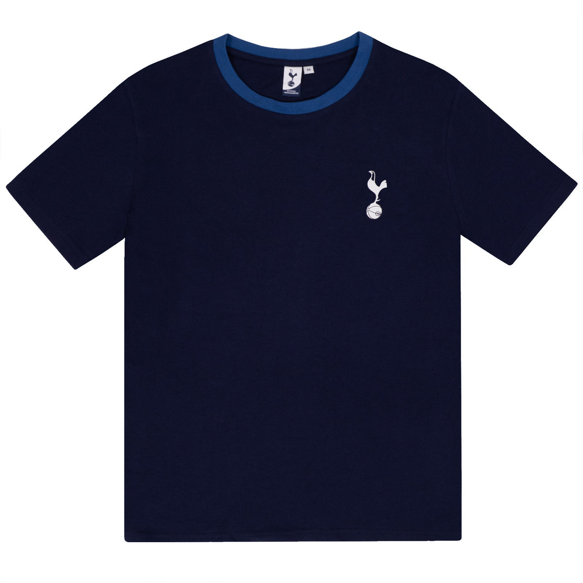 Tottenham Hotspur adults long pyjamas in blue. Short sleeve top featuring club crest to chest. Long bottoms with club crest to leg and SPURS text on the waistband