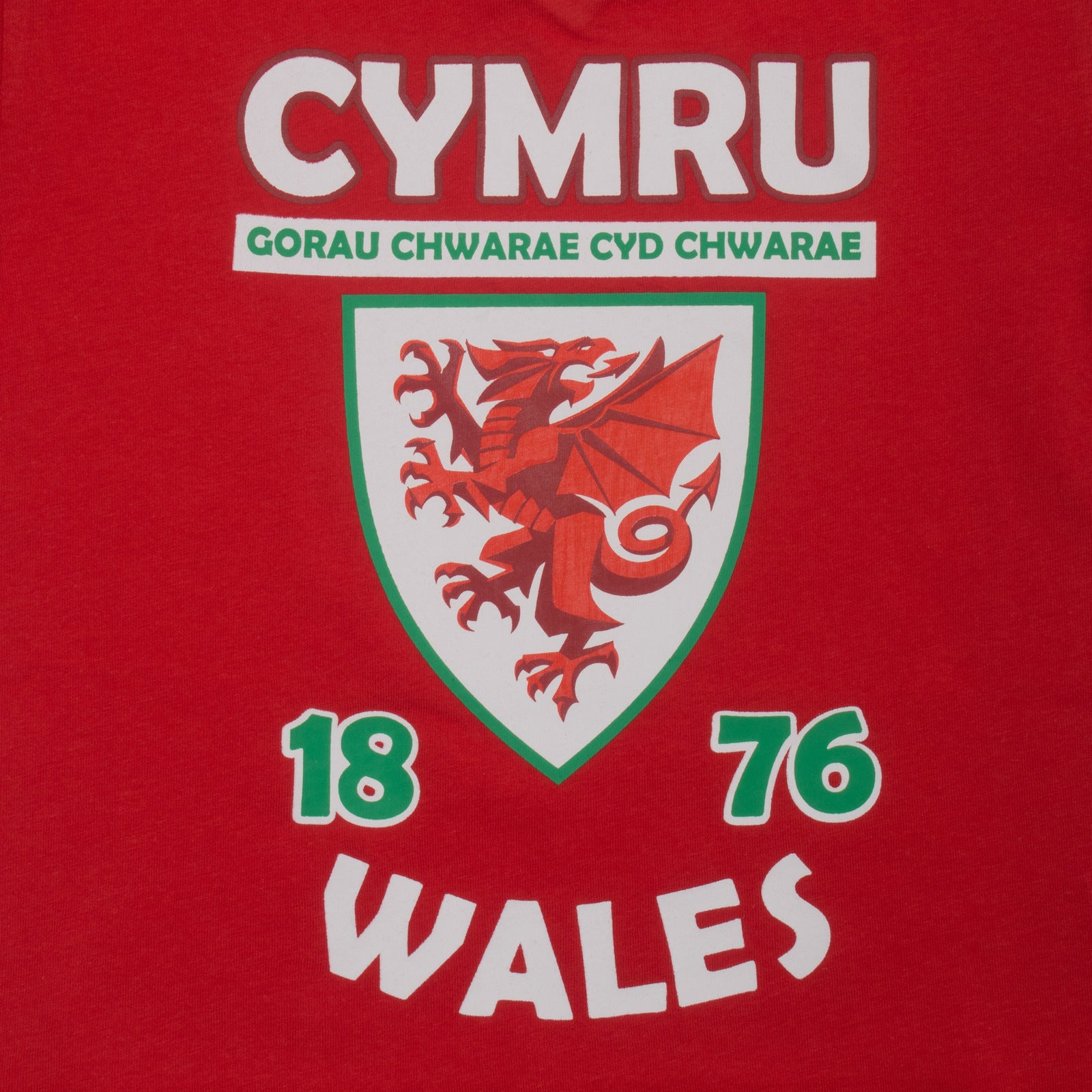 Wales kids short pyjamas in red. Short sleeved top with crest & text and shorts with crest