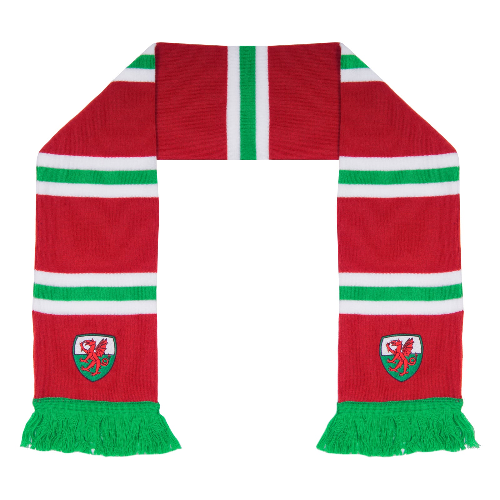 Wales football retro bobble hat & bar scarf set in red, white & green