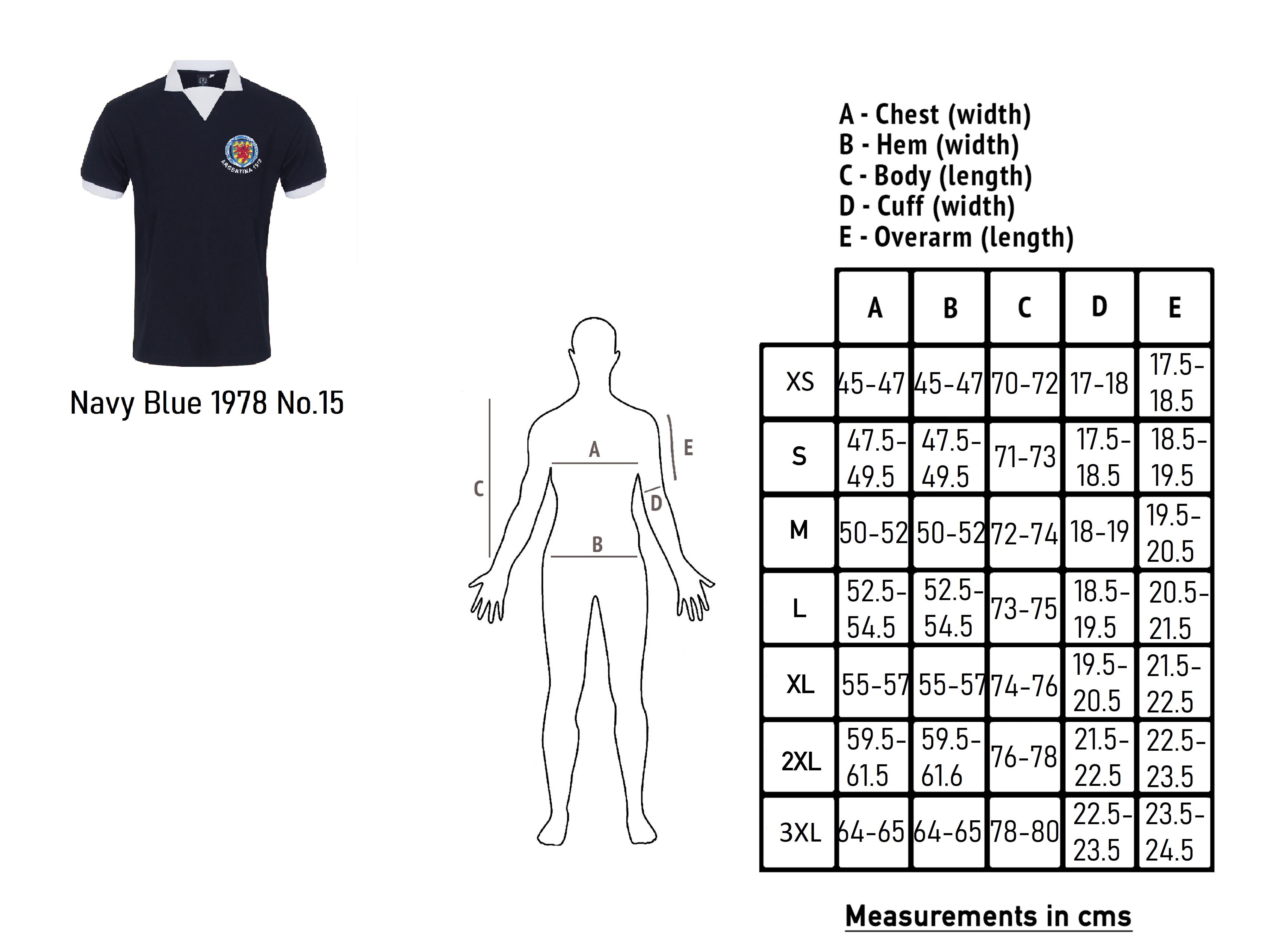 Scotland retro football shirt 1978 in navy blue with crest to chest and No.15 on back