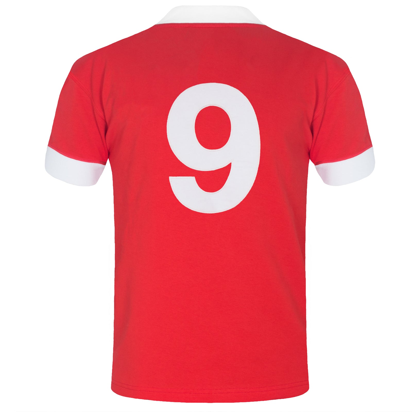 Wales retro football shirt 1958 in red with crest to chest and a No.9 on back