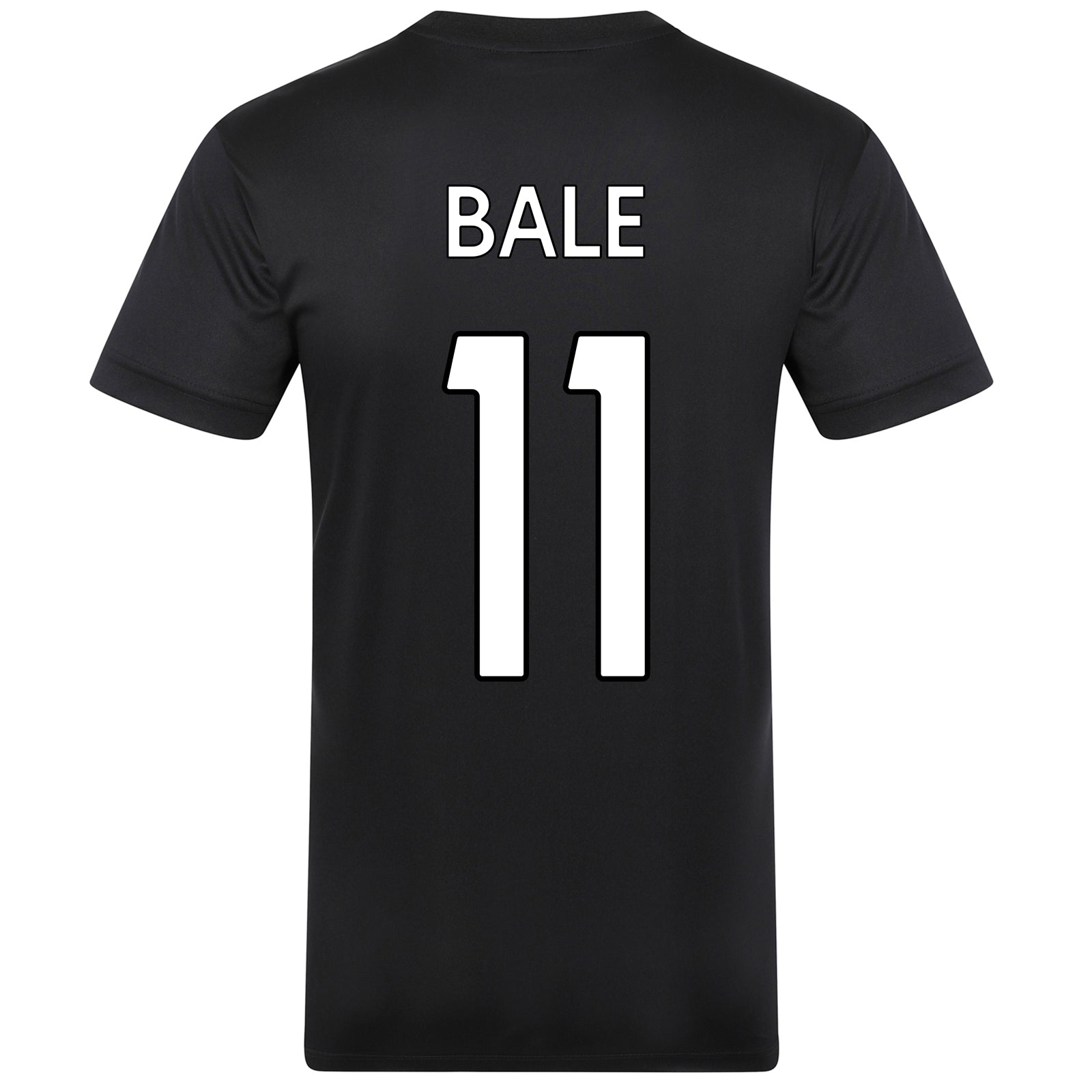 Wales FA adults poly T-shirt in black with woven national crest to chest