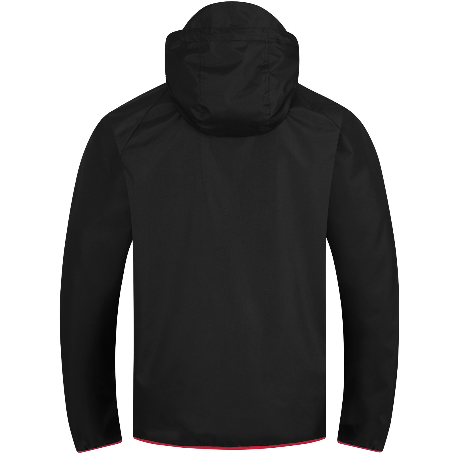 Wales adults shower jacket in black with Wales FA club badge to the left chest.