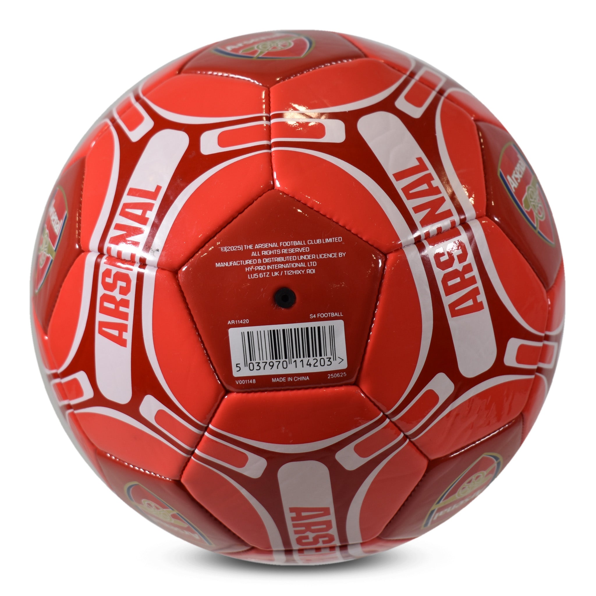 Arsenal size 4 red football with AFC badge & text.