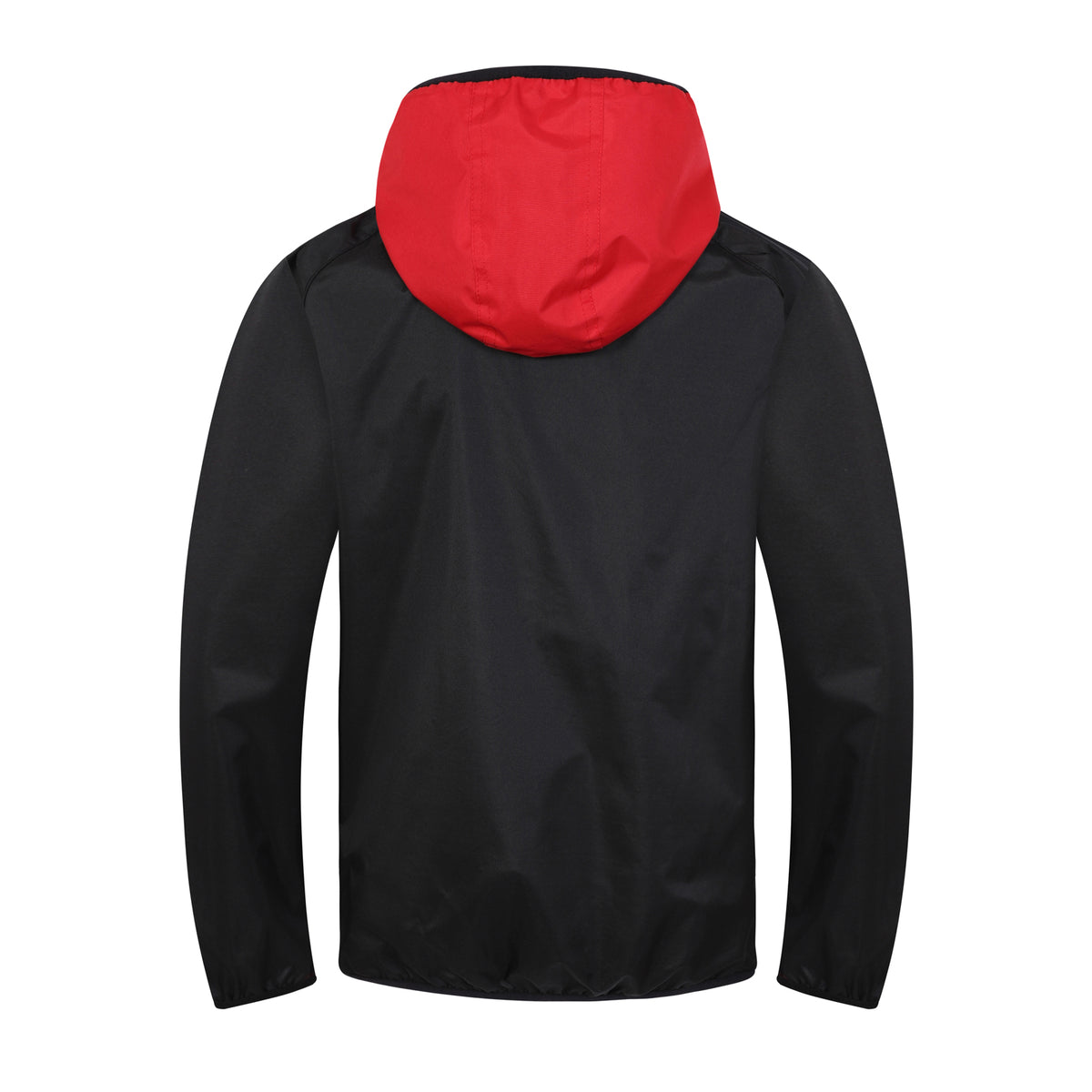 Wales kids shower jacket in black with Wales FA club badge to the left chest.